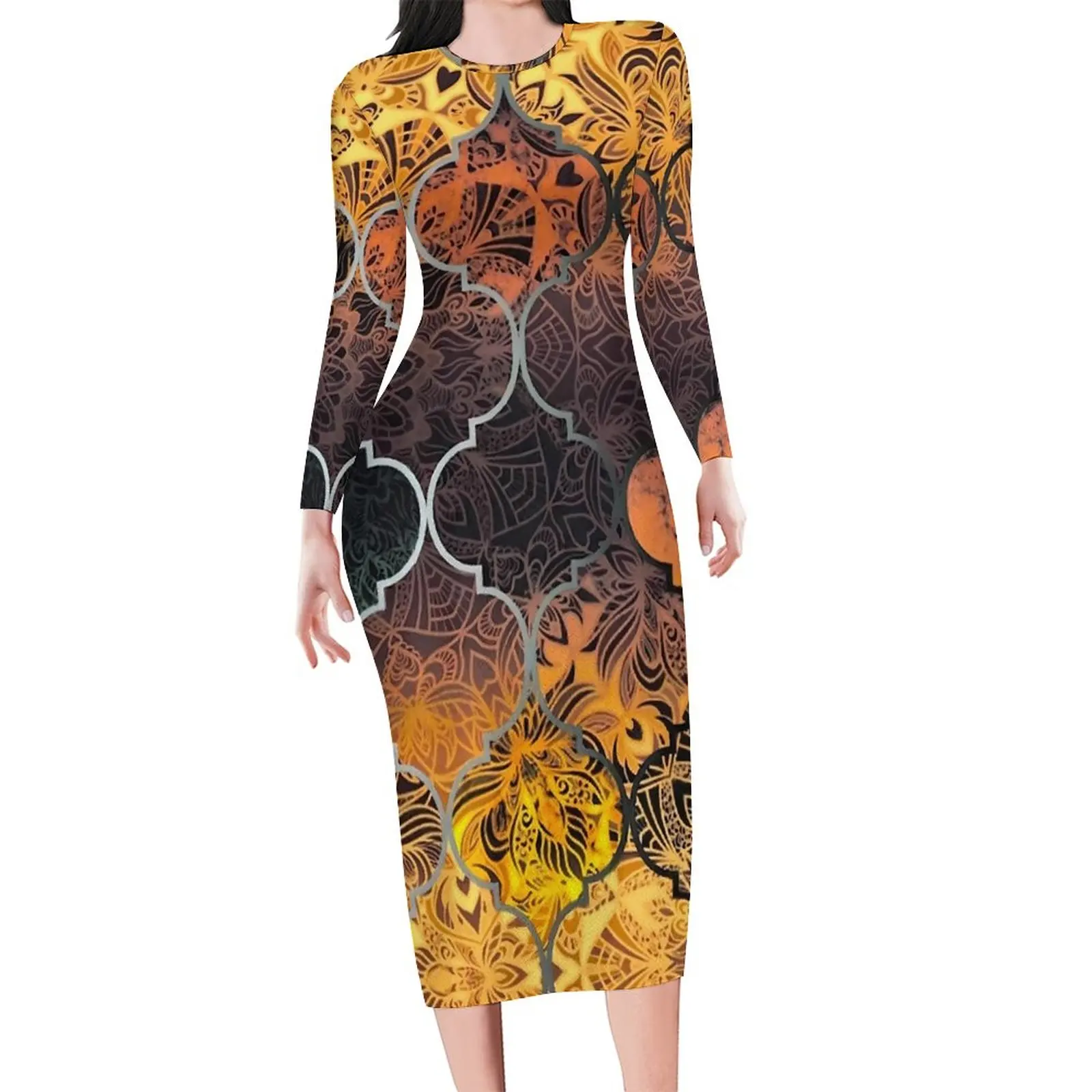 Желтое облегающее платье с эффектом омбре женские платья в марокканском стиле