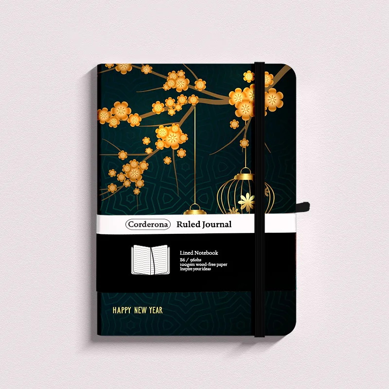 B6 Happy New Year Lined Journal 100gsm Hard Cover Ruled Executive Notebook