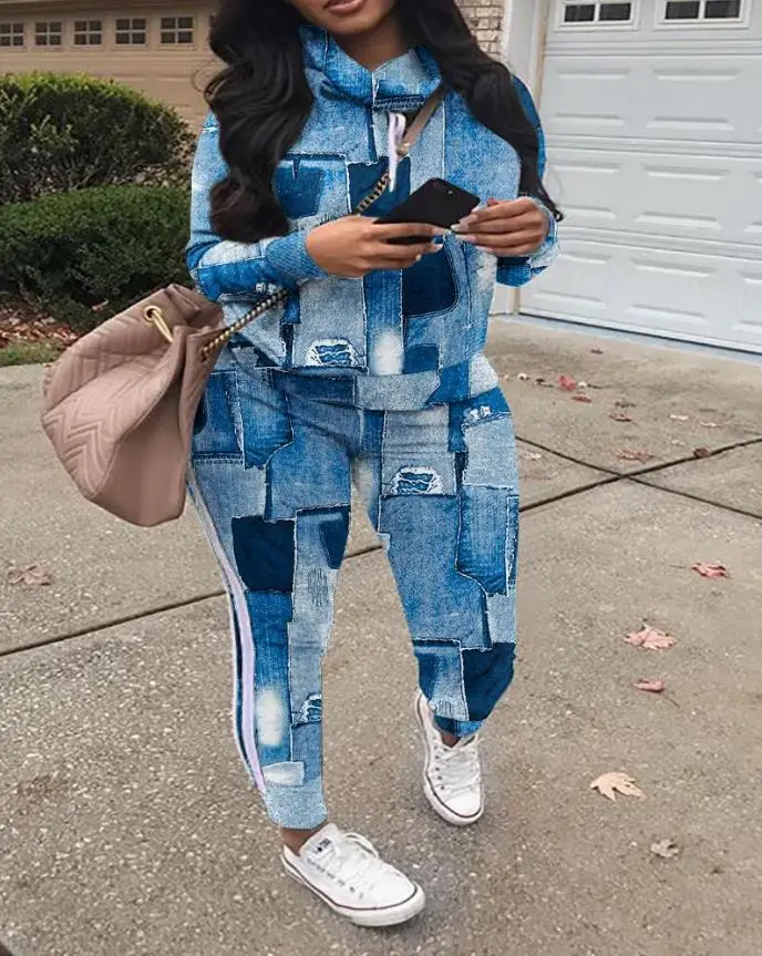 Женские повседневные костюмы весна-лето 2024 новинка толстовка с длинным рукавом и