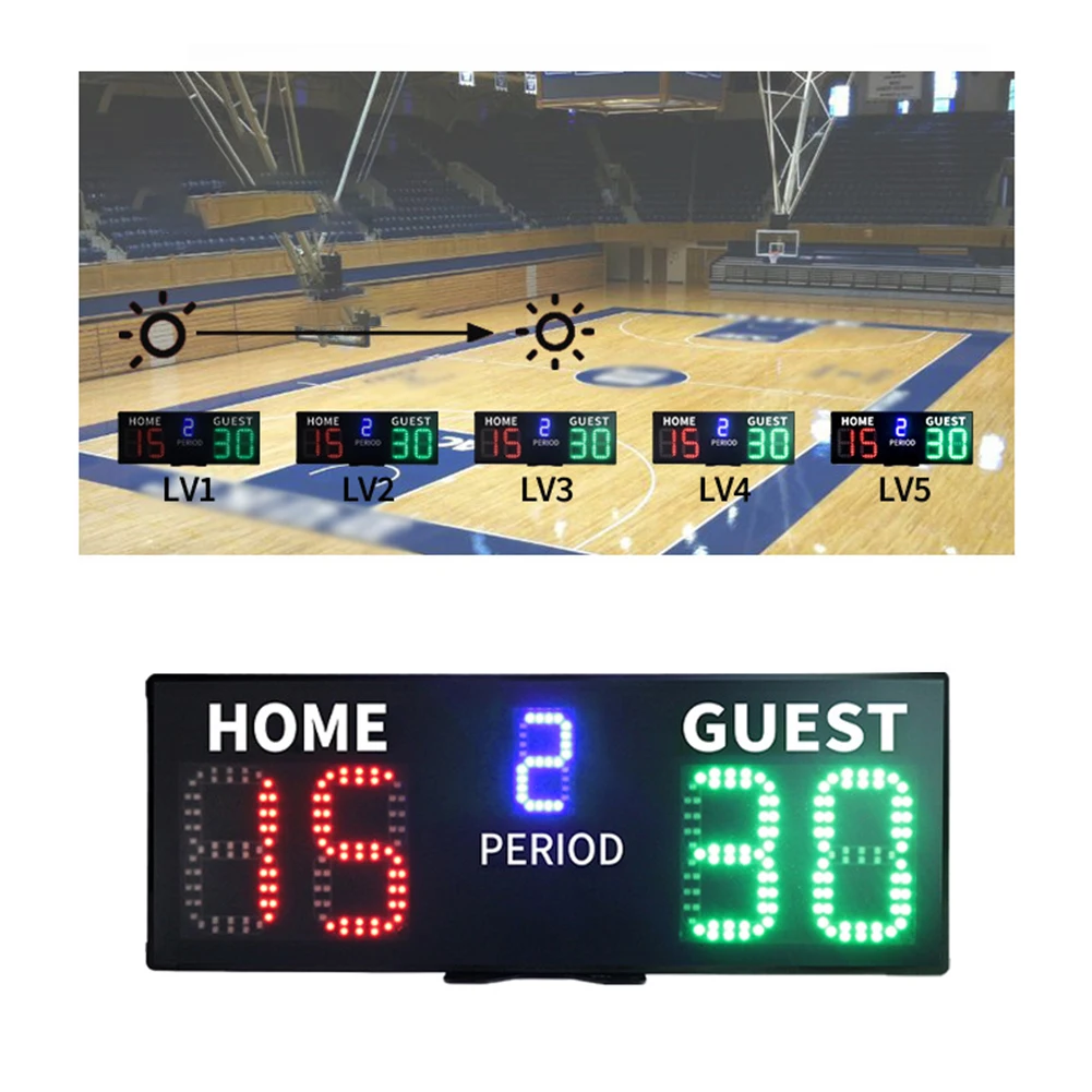 

Digital Scorer Electric Scoreboard 5-level Brightness Indoor Activities Removable For Tennis Basketball Billiard