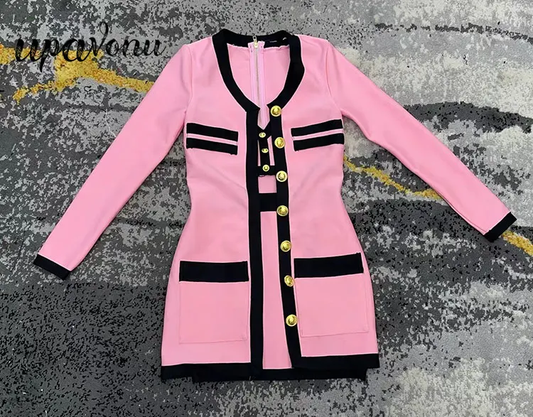 Женский Комплект из 3-х предметов Привлекательный розовый бандажный мини-костюм