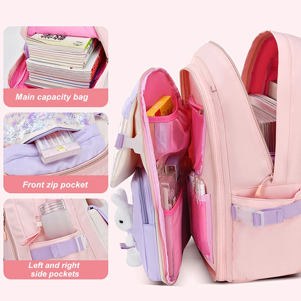 Large-capacity Cute Women Multi-Pocket Nylon Backpack Ins Junior High School Student School Bag Female Girl Backpack Laptop Book