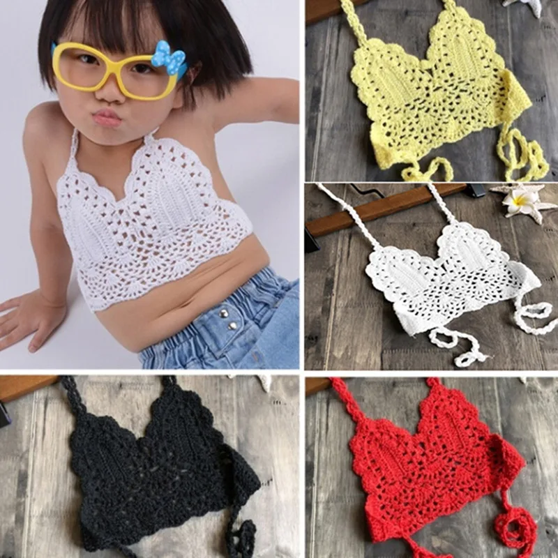 

2-6 Years Summer Fashion Kids Girl Swimsuit Crochet Straps Bikini Swimwear Outfit Clothing Swimwear For Baby Girls Beach Tops