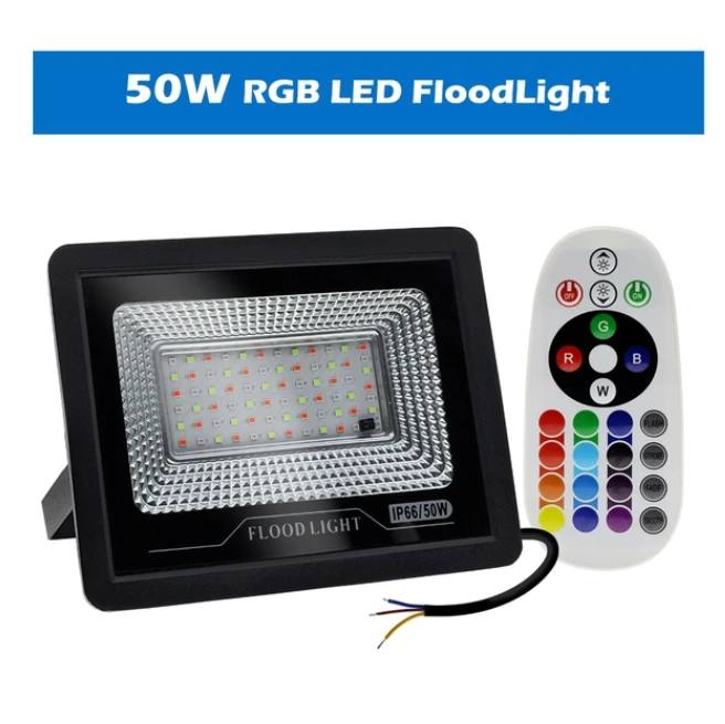 

RGB фонарь дневного света, 220 В переменного тока, 50 Вт, 100 Вт, уличный RGB прожектор, водонепроницаемый фонарь с дистанционным управлением, IP66