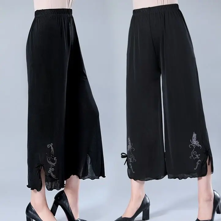 

Women Summer Black Loose Wide Leg Pants Femme black Trousers Office Lady Wear Casual Slim Chic Pants 5XL Pantalon streetwear