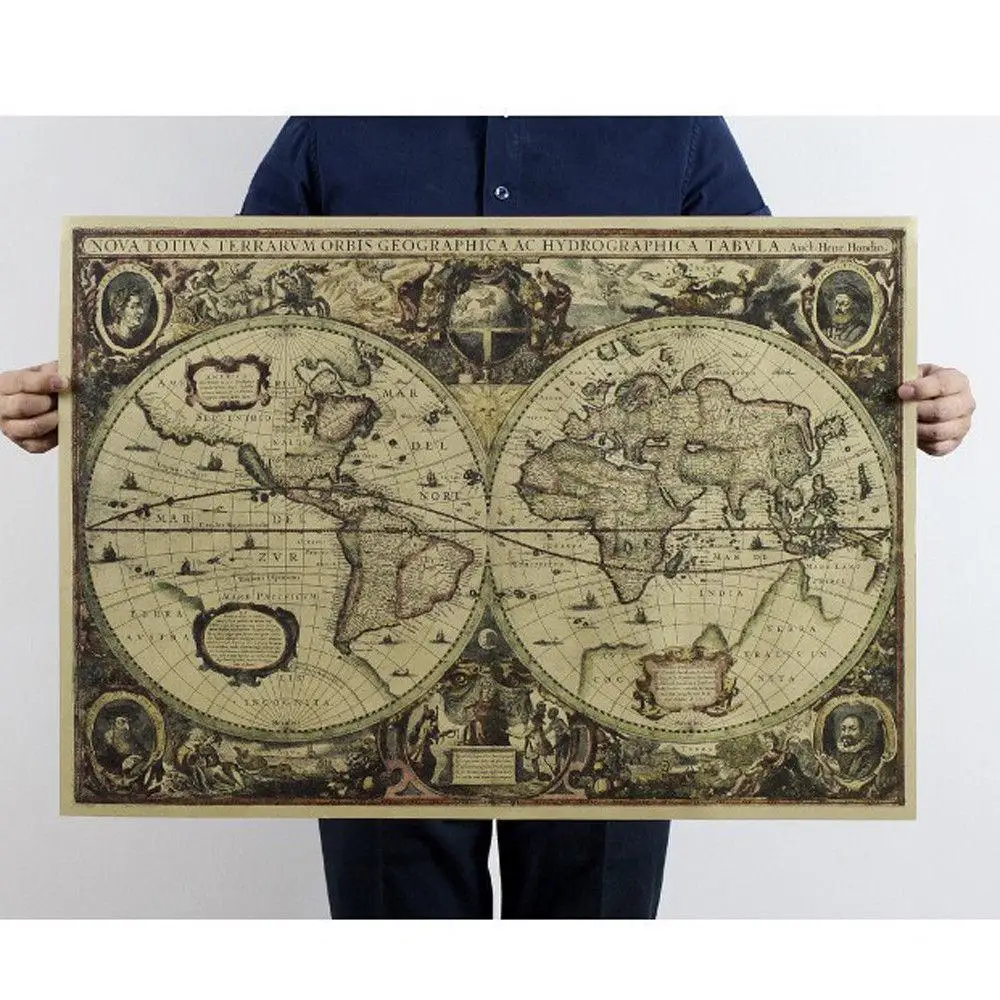 

Ретро Карта мира, морская фотография, винтажный постер из крафт-бумаги, настенная наклейка под старину