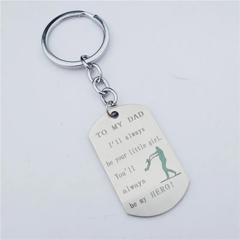 

12 Pieces Stainless Steel Keychains To my Dad Your little Girl You are my Hero Family Members Keyring Father Daughter Jewelry