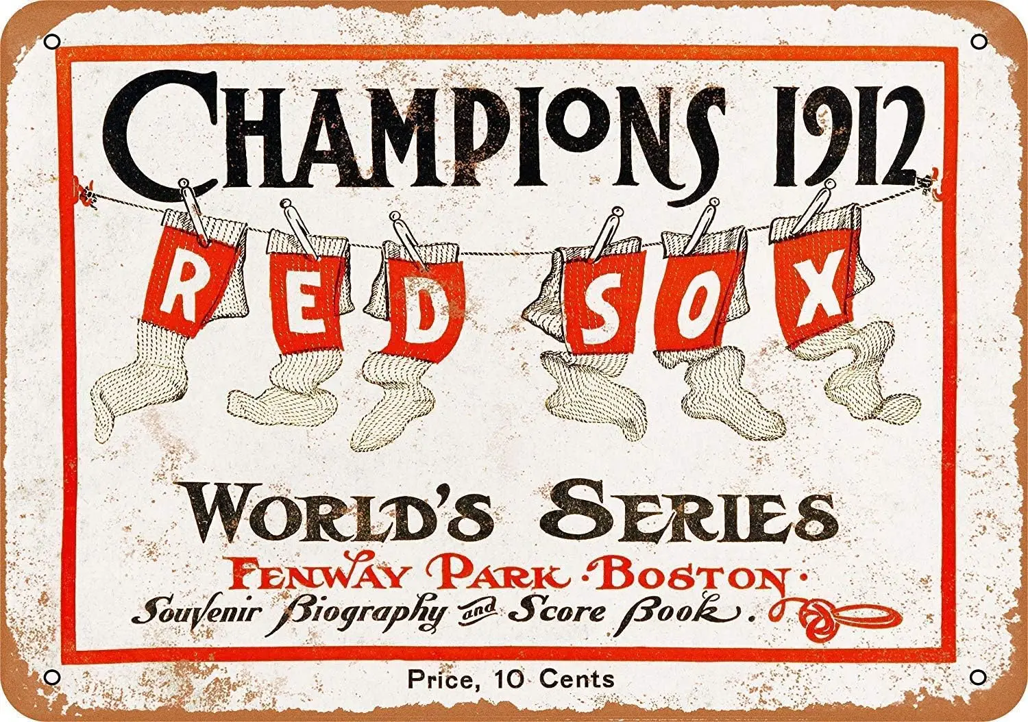 Tn Sgn Модный Металл 1912 World Seres Red Sox против Gants Настенный декор 8x12 hes