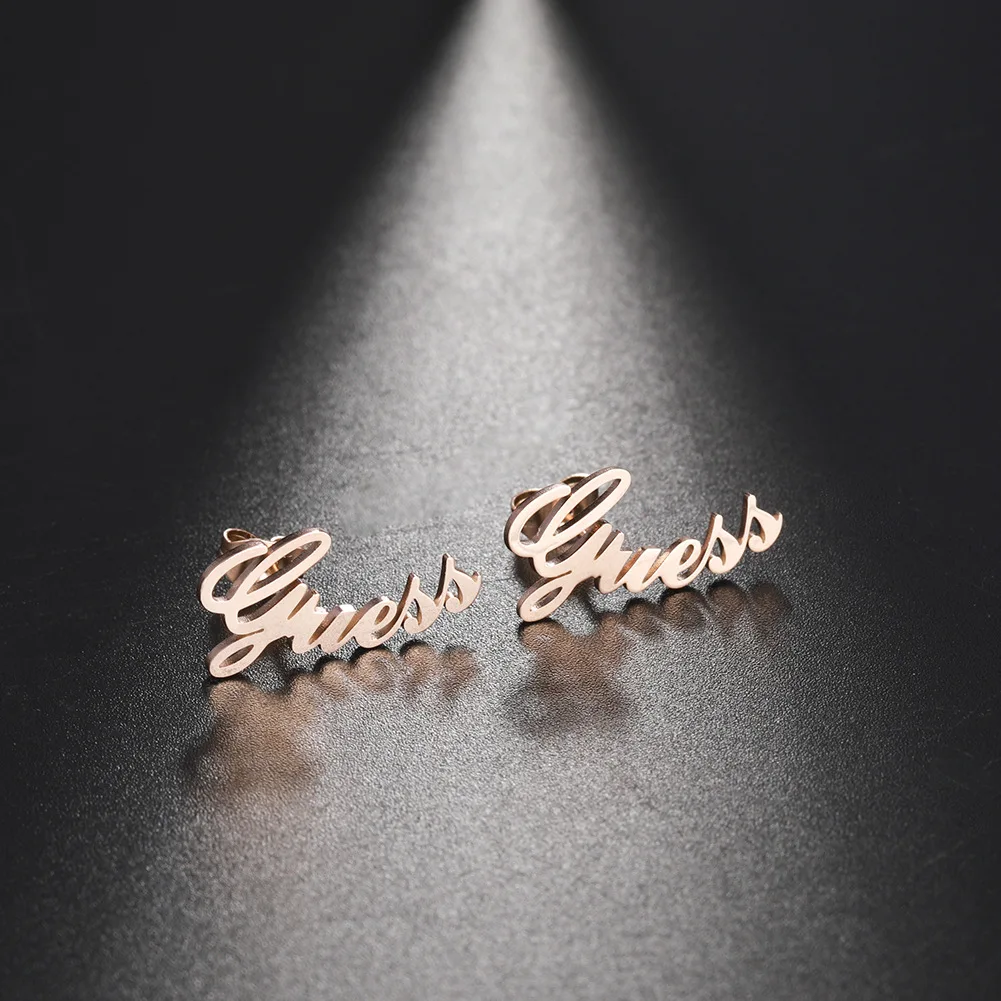 Personalized Stainless Steel Name Letter Stud Earrings For Women Custom Name Piercing Earrings Nameplate Jewelry