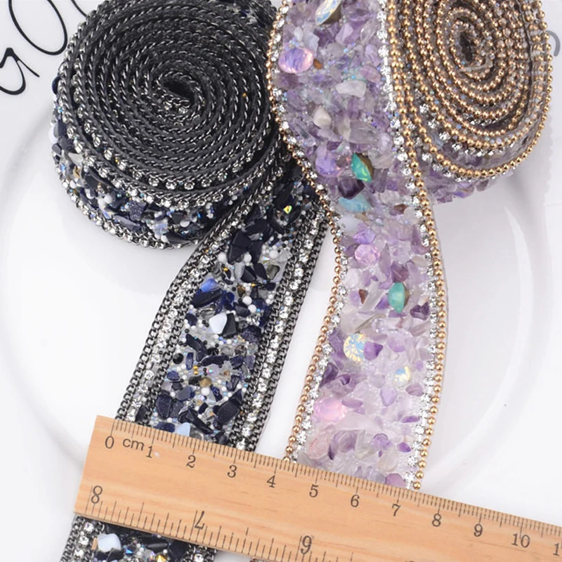 

100cm/Pcs Sewing Crystal Motif Strass Hot Fix Rhinestone Chain Tape Trim Crystal Strass Iron On Appliques For Clothes Decoration