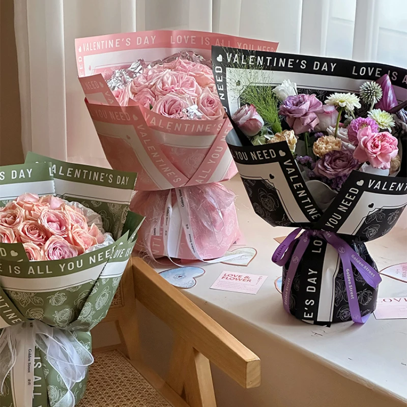 

Flower Packaging Paper Rose Garden Series Flower Bundle Wrapping Papers Waterproof Thickened Valentine's Day Gift Decoration