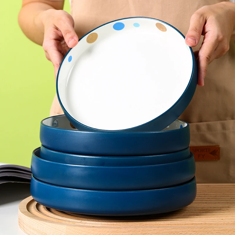 

Nordic Simplicity Royal Blue Irregular Ceramic Tableware Western Dinner Plate Deep Steak Dish Steamed Fish Plates Food Dishes