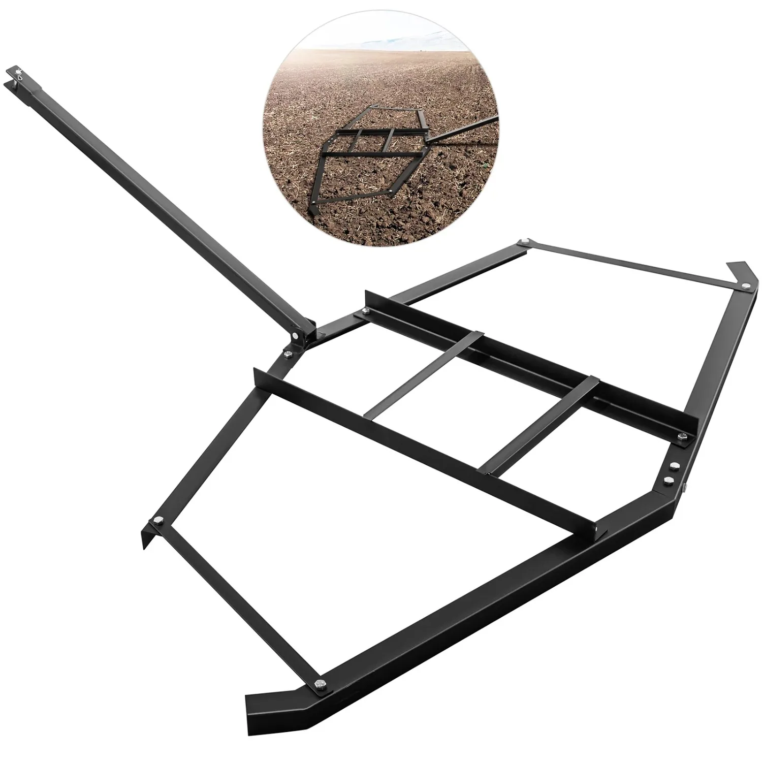 

VEVORbrand Drag Harrow 66"x 35" , Driveway Tractor Harrow with 2 Adjustable Bars, Heavy Duty Steel, Driveway Grader