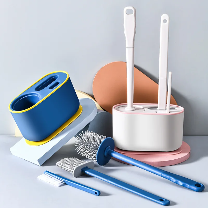 

3 in 1 Soft Silicone TPR Toilet Brush Wall Mounted Corner Cleaning Brush With Holder Bathroom Accessories Wc Tool Sets Ecoco