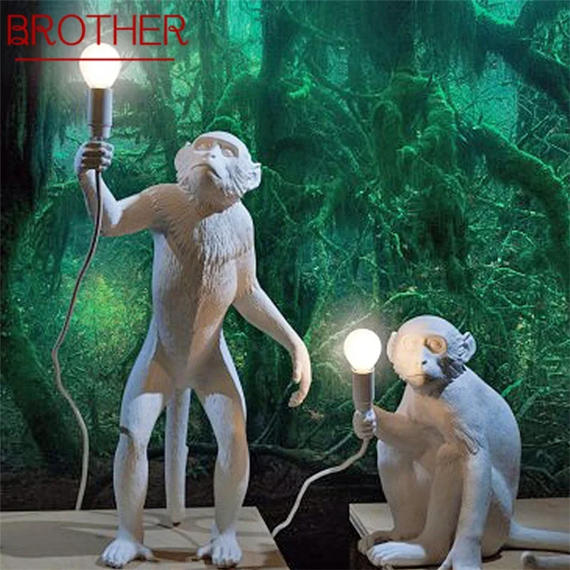 

BROTHER Nordic Modern Table Lamps LED Resin Creative Cartoon Monkey Decorative For Living Room Cafe Desk Light