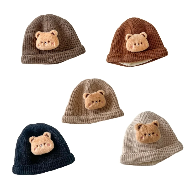 

Модная утолщенная теплая шапка с медведем, мягкая удобная шапка, шерстяная шапка для мальчиков и девочек, отлично подходит для и