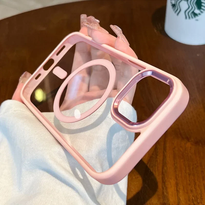 Чехол для iPhone 16 15 14 Plus 13 12 11 Pro Max магнитный Прозрачный ударопрочный чехол-бампер