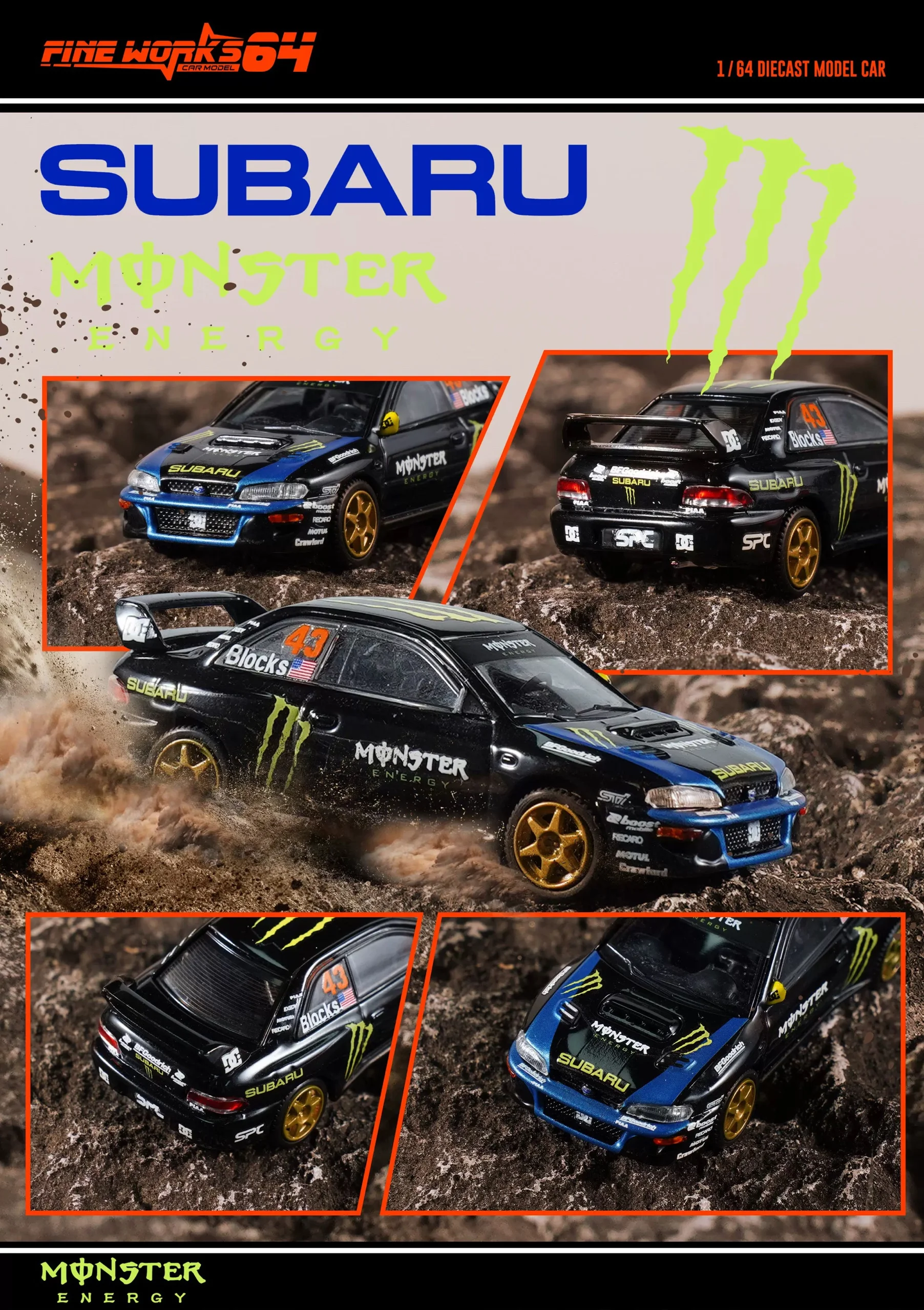 Коллекционная модель гоночного автомобиля Subaru WRC Rally Champion в масштабе 1:64, литая под давлением, для демонстрации, подарок, сувенир (art.: 3920da655e571) - 3920da655e571