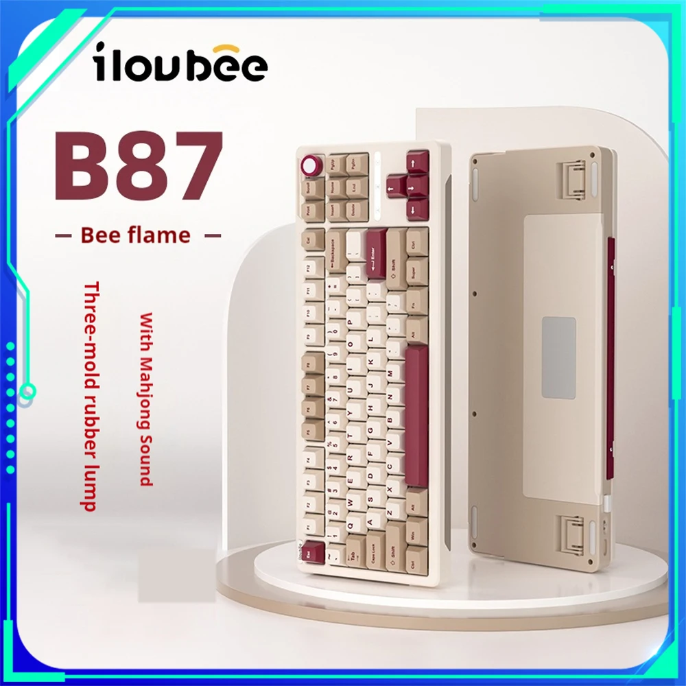 ILovbee b87 механическая клавиатура три режима RGB Bluetooth Беспроводная игровая Горячая