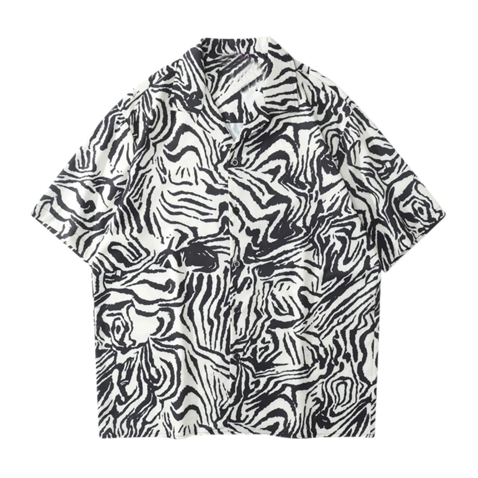 

Футболка мужская оверсайз в полоску, модная рубашка с принтом зебры, с коротким рукавом, Повседневная пляжная одежда в Корейском стиле, в стиле Харадзюку