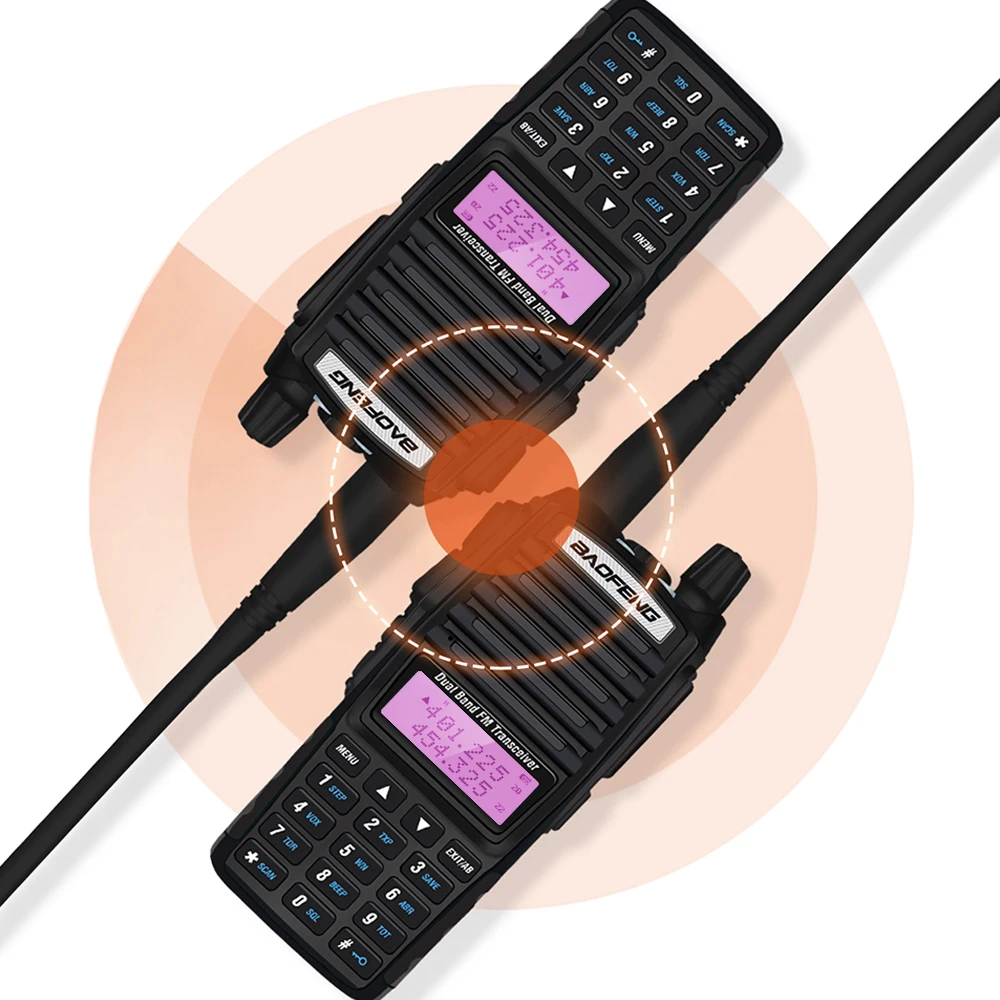 2pcs 8W Baofeng UV-82 Walkie Talkie Portable Two Way Radio Power Dual Band HF FM Transceiver Filing for 10km Hunting + NA771