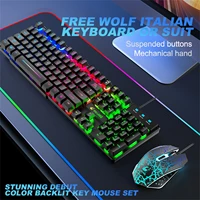 japan spain german italy keyboard rainbow backlight usb ergonomic gaming keyboard and mouse set 2400dpi mouse set for pc laptop
