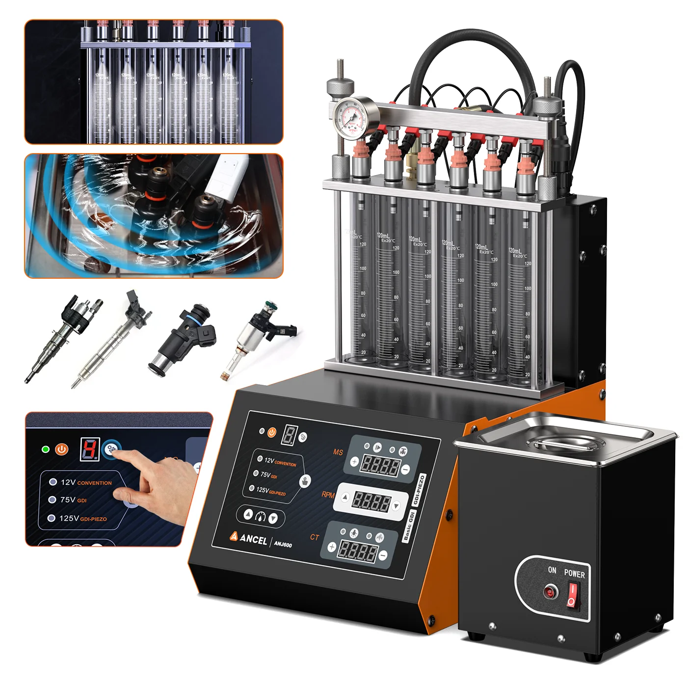 

ANCEL ANJ600 6-цилиндровый GDI пьезоэлектрический EFI FSI ультразвуковой очиститель топливных форсунок тестер автомобильный мотоцикл ультразвуковая чистка автоинструменты