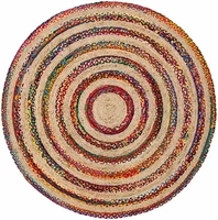 jute woven indian fiber multi cotton antique 2x2 foot round area rug rug