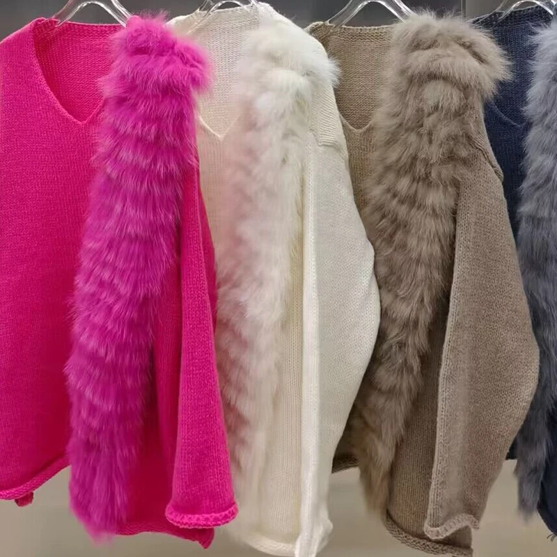 Натуральный мех модная классическая женская объемная лиса с длинным рукавом 7211