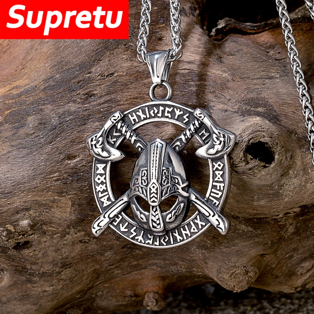 Мужские ожерелья в стиле панк-викингов Спартанский воин топор из нержавеющей