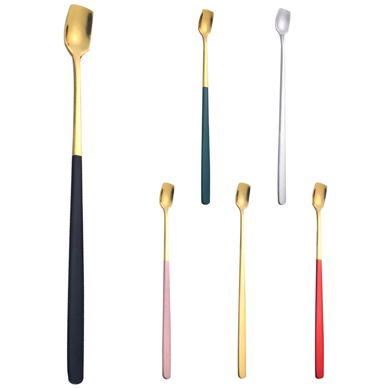 

Creative Stirring Ice Cream Dessert Tea Spoons Long Handled Stainless Steel Coffee Spoon For Kitchen Accessories Gadget