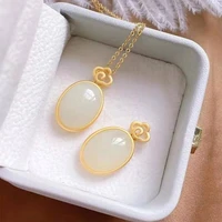 minimalist oval jade s925 sterling silver gold necklace pendant thin chain minimalist exquisite party jewelry