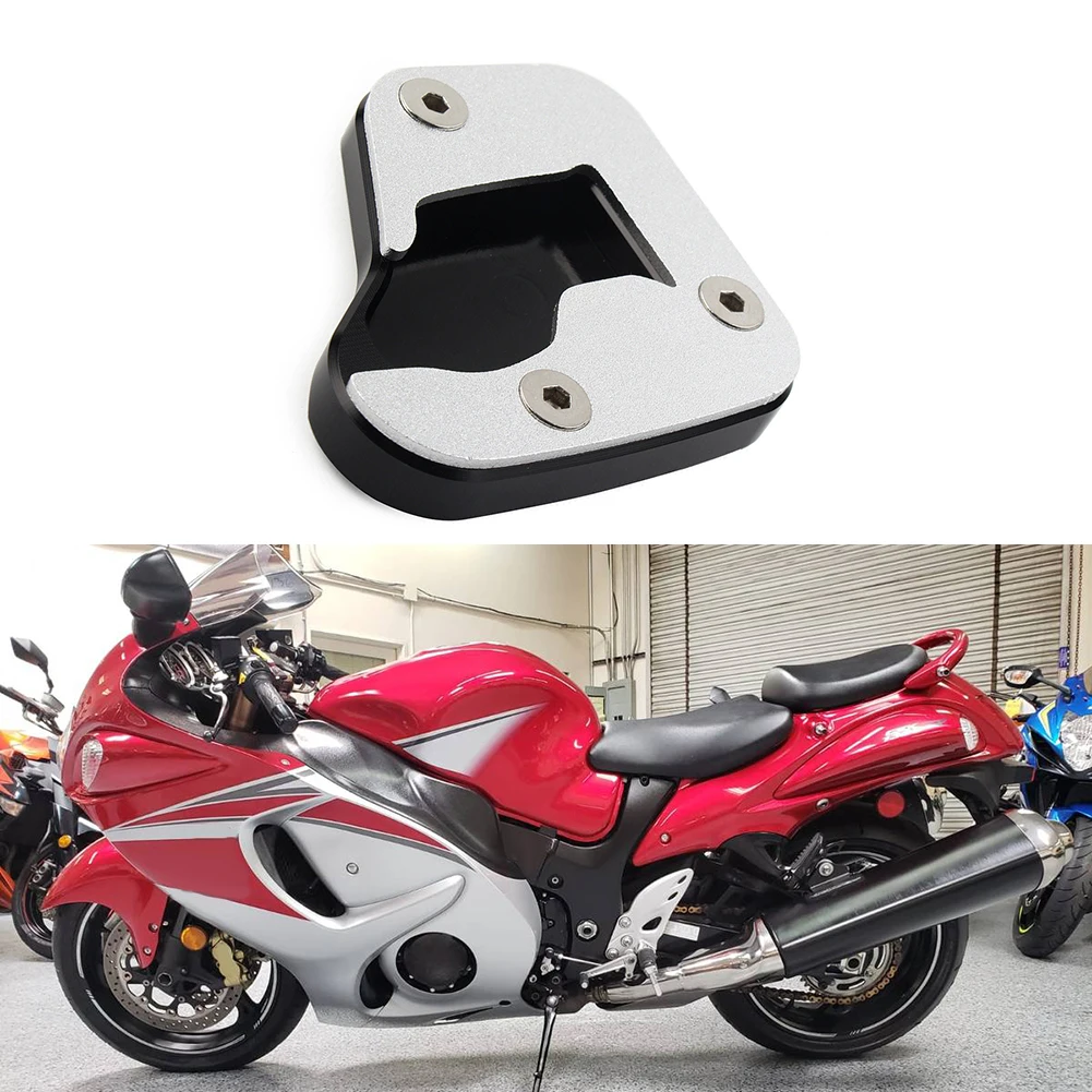 

1 Piece CNC Aluminum Kickstand Side Stand Extension Plate Pad For SUZUKI HAYABUSA 2008-2020 Silver