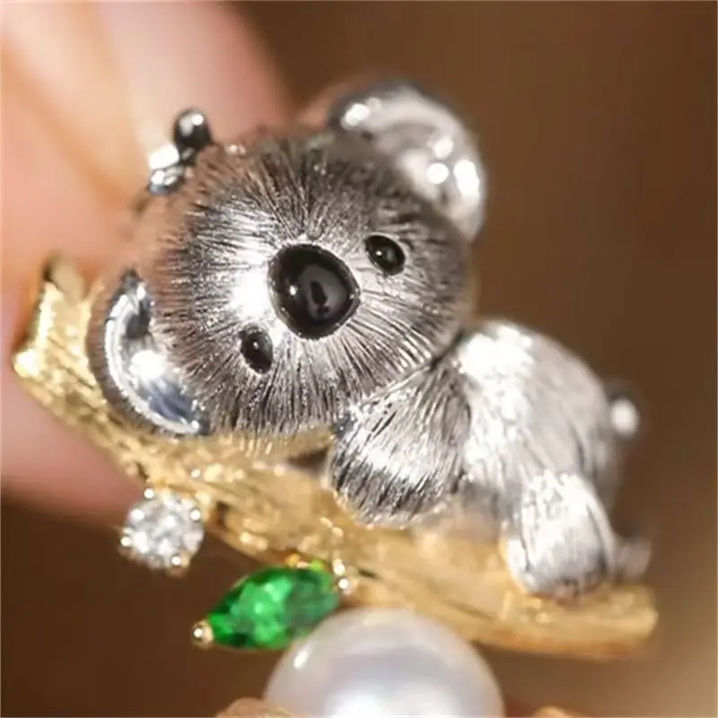 Фото Изысканный кулон Cute Crit Koala, двухместный, нарисованный вручную процесс, инкрустированный сладким и простым №1