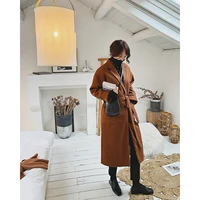 2022 women long wool blends autumn winter jacket wrap coat quilted padded trench cardigan korean fashion clothes za woman custom