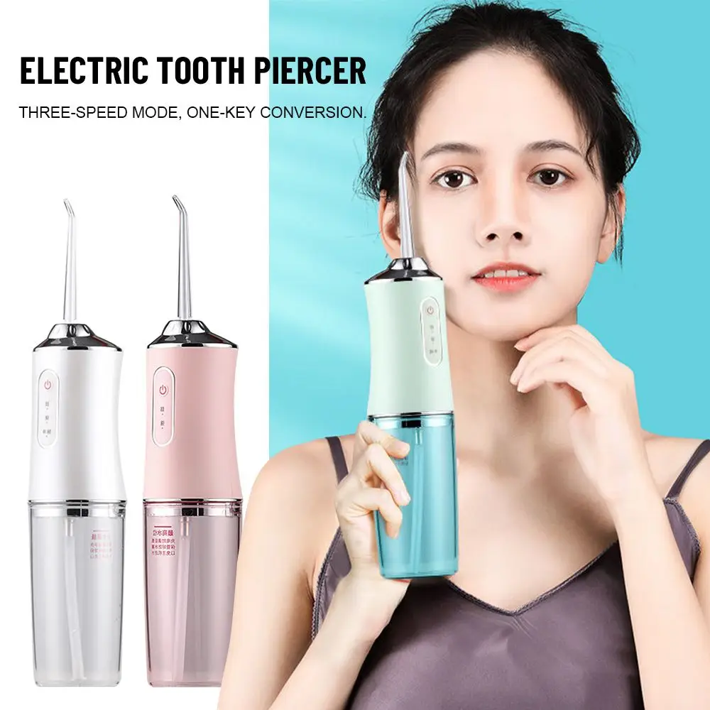 

Waterproof 220ML Dental Floss Teeth Cleaner USB Cordless Water Flosser 4 Nozzles Oral Irrigator