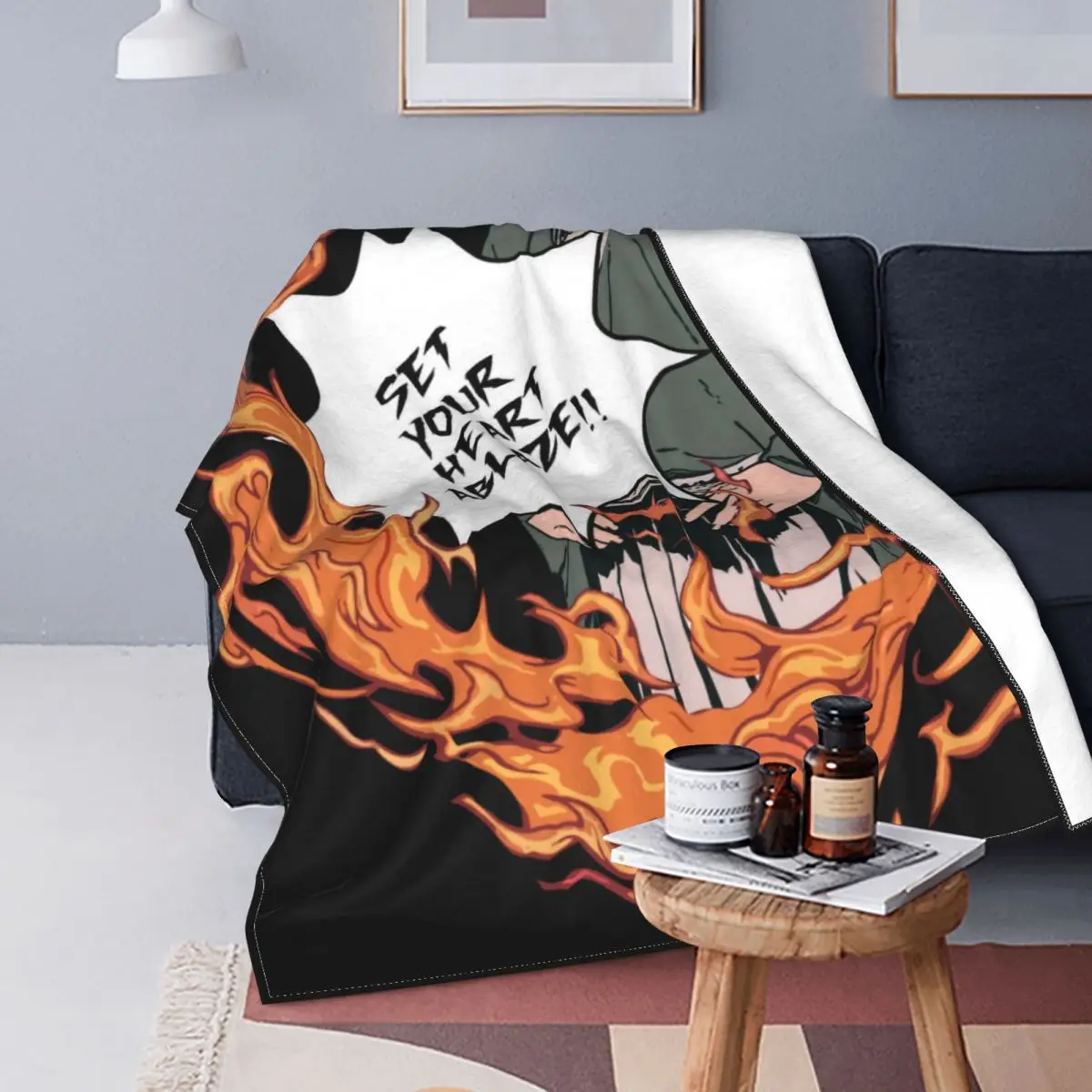 

Rengoku Kimetsu No Yaiba Blankets Warm Demon Slayer Throw Blanket for Bedding Couch Bedspread Flannel Retro