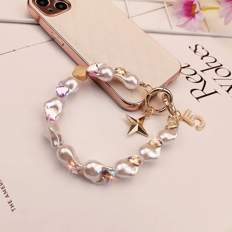 

Crystal Beaded Pendant Case Universal Anti-lost Lanyard Color Love Pearl Lanyard Mobile Phone Lanyard Hand-held Lanyard Handmade