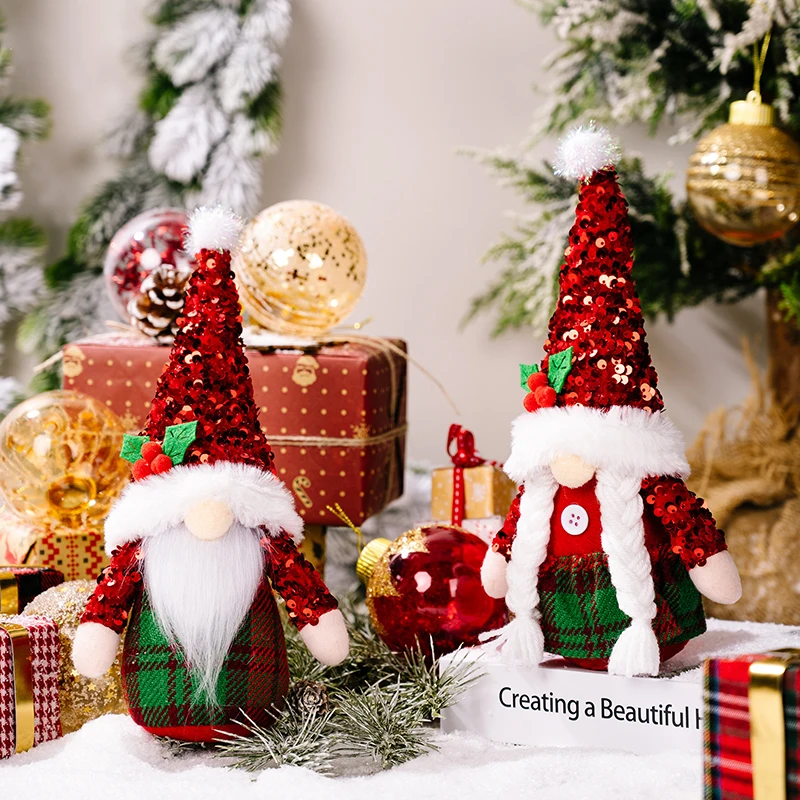 

Window Ornaments Sequins Doll Faceless Swedish Gnomes Plush Dolls Christmas Decoration Navidad Noel Xmas Gifts New Year 2023
