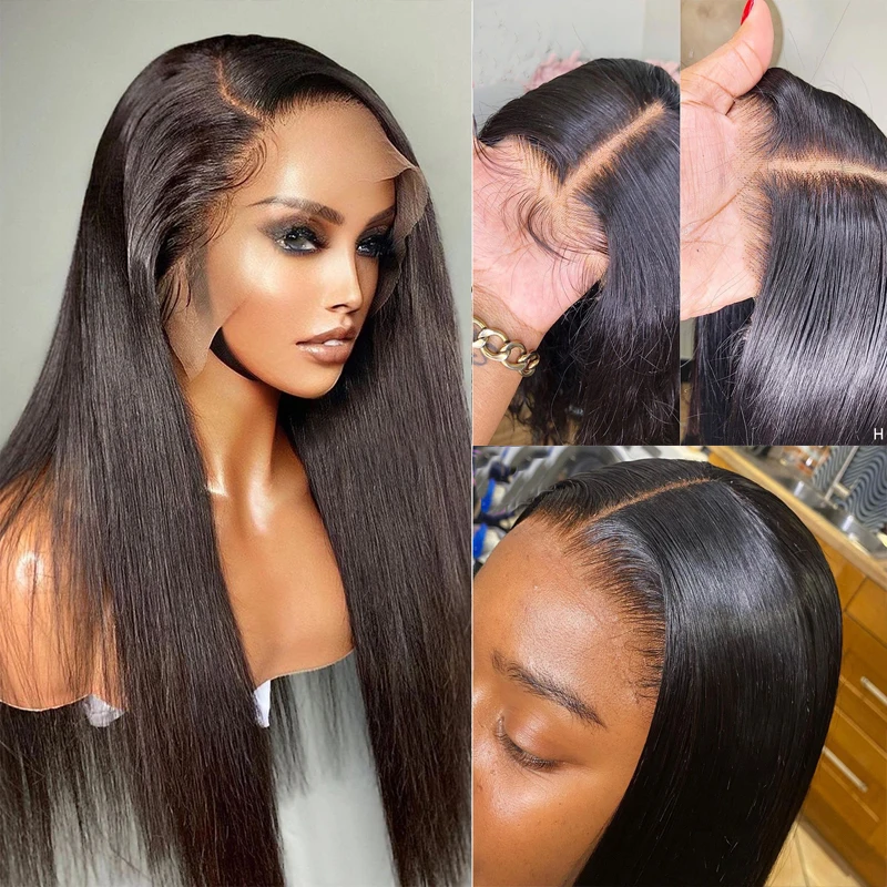 

26Inch 180%Density Long Silky Straight Synthetic Lace Front Wig For Women With Baby Hair Heat Resistant Fiber Hair Daily Wig