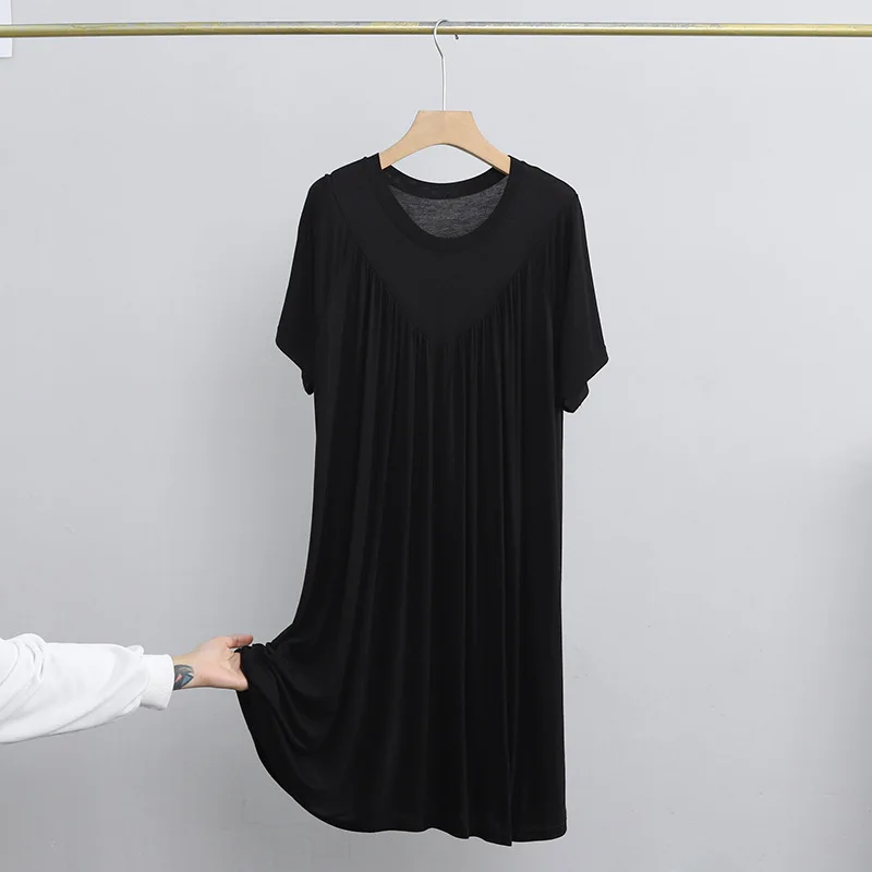 Mom Nightdress Short Sleeve Modal Homewear Women Sexy Round Collar Multicolor Sleepwear Big Size Fashion Casual Home Pjs