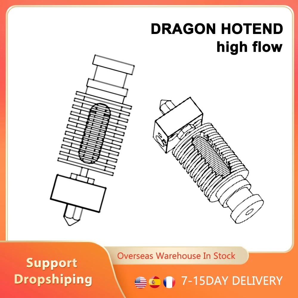 

Dragon Hotend 3D Printer Extrusion Head Compatible with Prusa I3 MK3 MK3S Titan DDB Extruder for V6 Hotend Interfaces