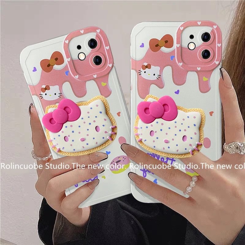 

Sanrioed Hellokittys Cartoon Cute Mobile Phone Stand Iphone12/13/xs Max Apple 11 Mobile Phone Protective Shell Xr Female 7/8plus