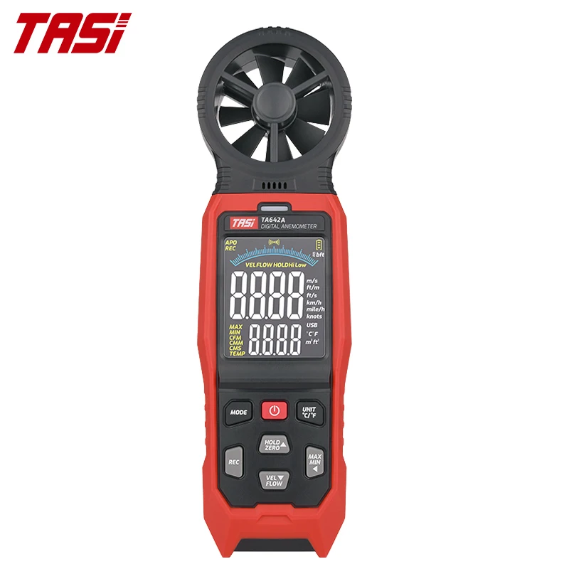 

TASI TA642A/B Diaital Anemometer Handheld Wind Speed Meter Measuring Air Flow Speed Wind Temperature With LCD Backlight Display