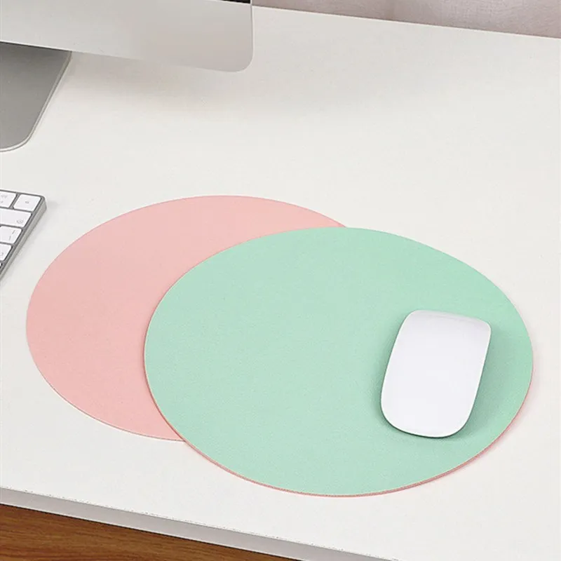 

Simple Solid Color PU Leather Mouse Mat Anti-slip Waterproof 20cm Mouse Pad School Supplies Office Accessories Desk Set Genuine