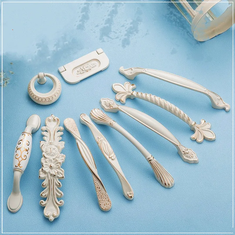 

Zinc Aolly Ivory White Cabinet Handles Kitchen Cupboard Door Pulls Drawer Knobs European Fashion Furniture Handle Hardware