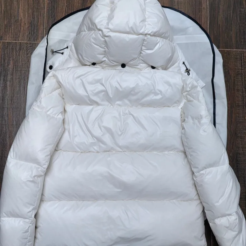 Зимний мужской пуховик с капюшоном лямка двойная молния пушистое теплое пальто