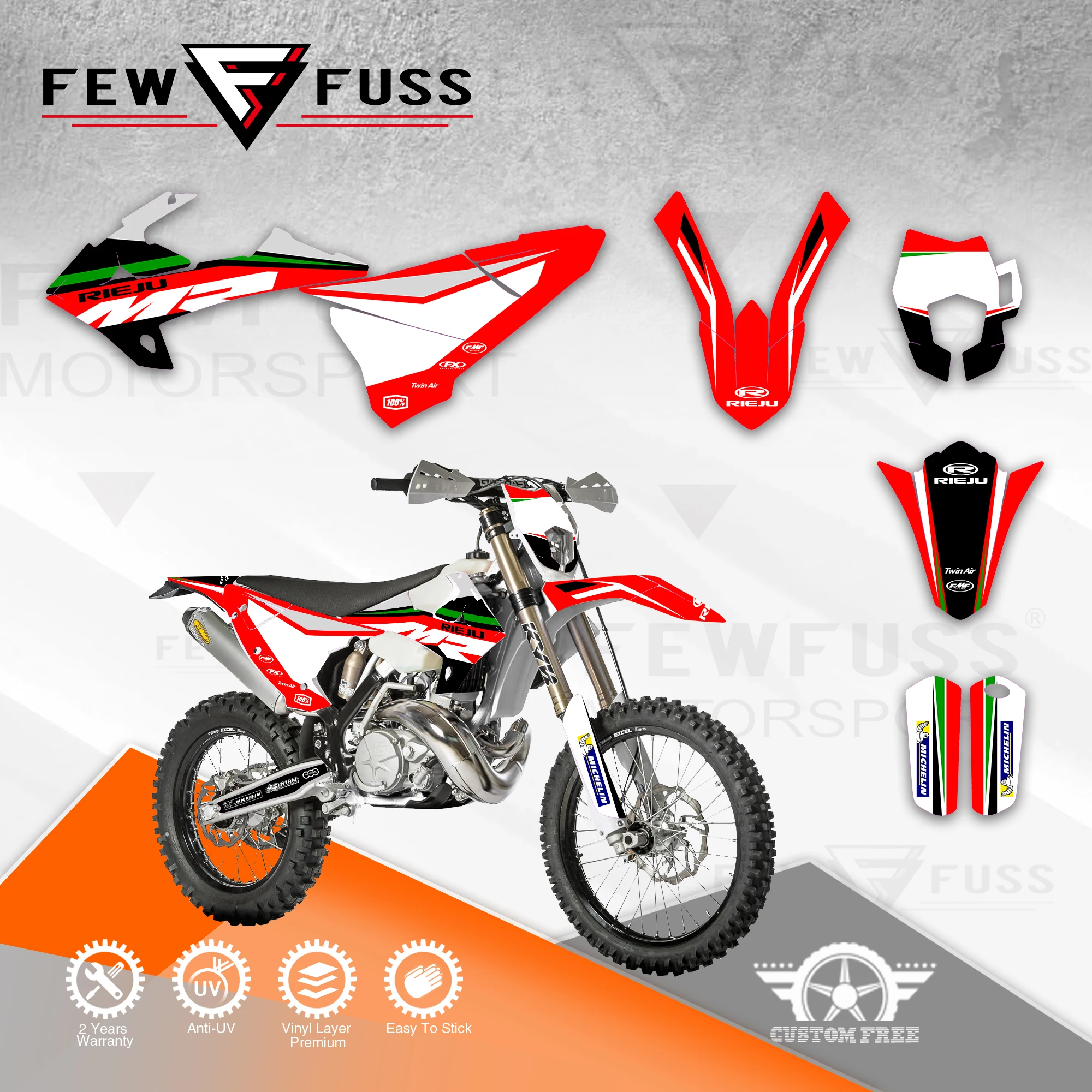 

FEWFUSS Custom Team Graphics Backgrounds Decals 3M Stickers Kit For RIEJU MR 300 2020 2021 001