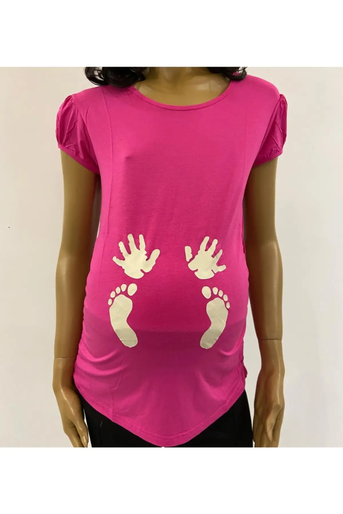 

Maternity Fashion Hand Foot Printed Maternity Humorous Tshirt