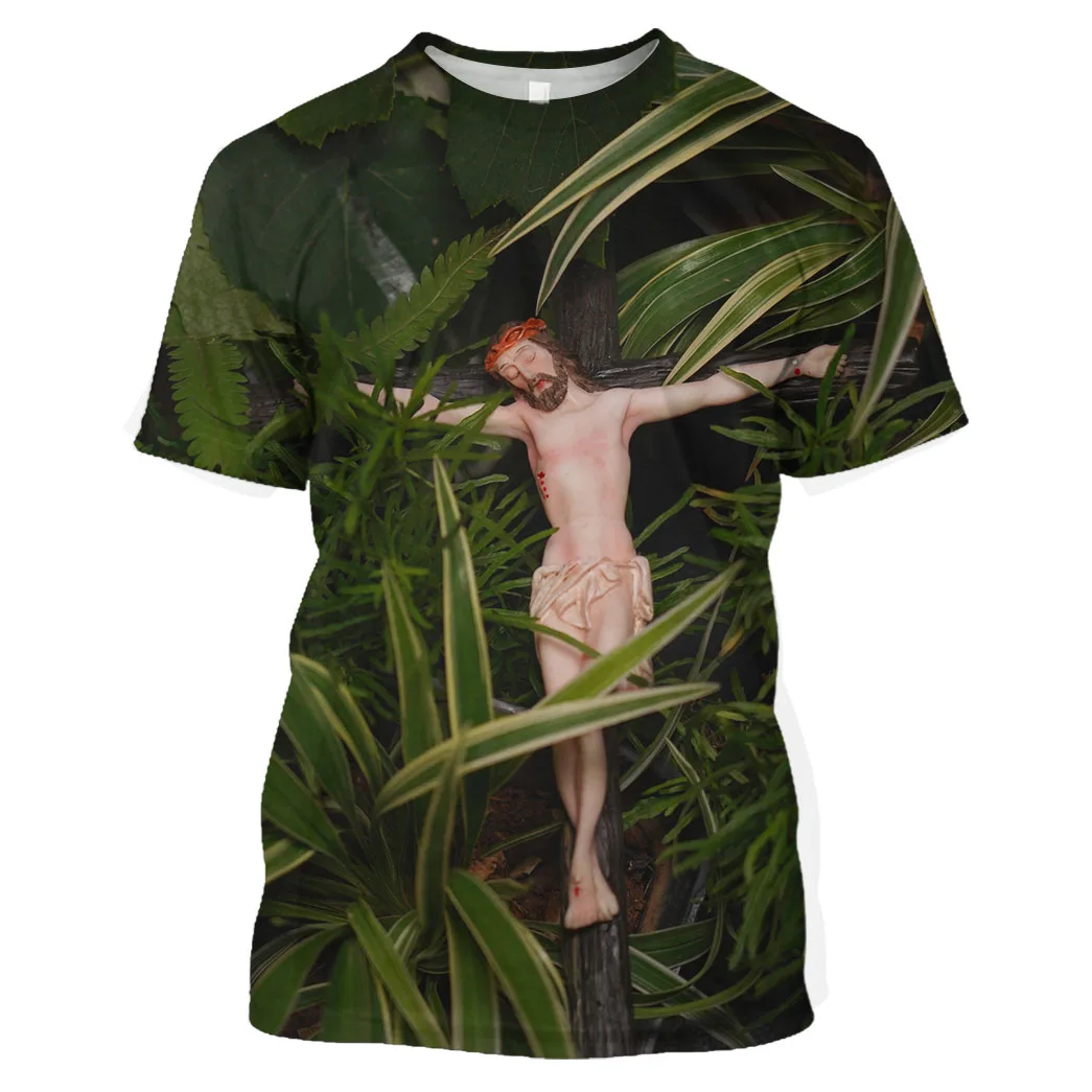 

Jumeast Faith 3D Jesus Graphic T Shirt Christianity Print T Shirts For Men Baggy Aesthetic Oversized Clothing 90s Streetwear